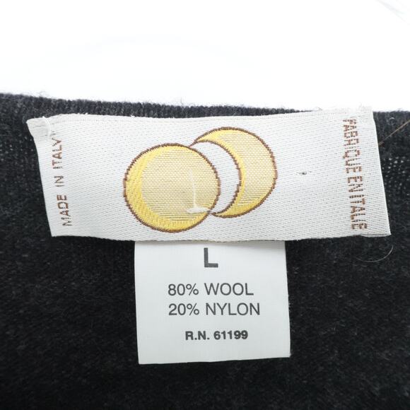 Made In Italy Wool Blend Sweater Mens Large Navy Blue Overside Preppy Casual - Picture 3 of 7